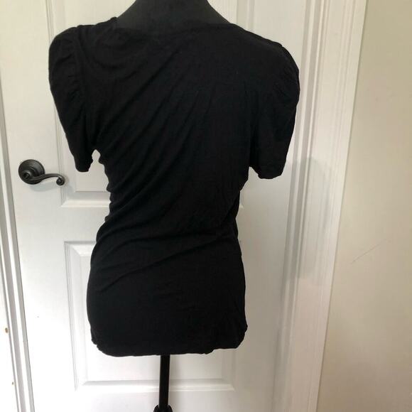 INC International Concepts Women's Ribbed Ruched Top V-Neck Short Sleeve Large - Picture 6 of 9